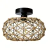 Bohemian Rattan Chandelier Ceiling Light | Handcrafted Woven Pendant | E27 Light Fitting
